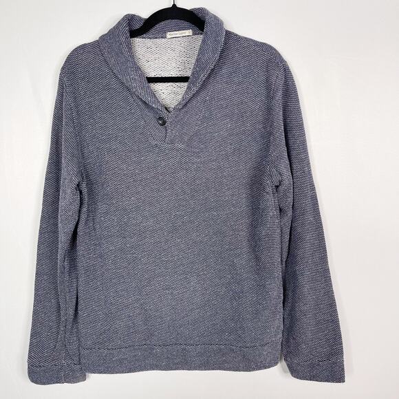Marine Layer Mens Small S Heather Blue Shawl Collar Pullover Sweatshirt Woodside - Picture 1 of 4